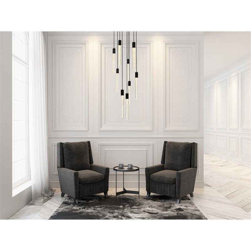 Elegant Lighting Weston 9-Lights Modern Metal and Crystal Pendant in Black