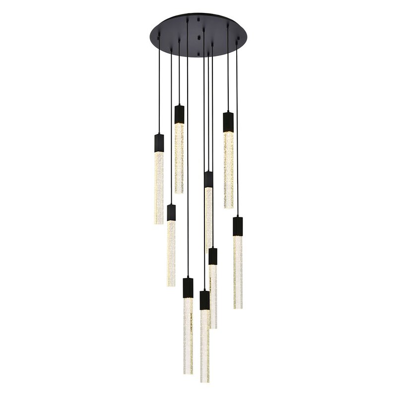 Elegant Lighting Weston 9-Lights Modern Metal and Crystal Pendant in Black