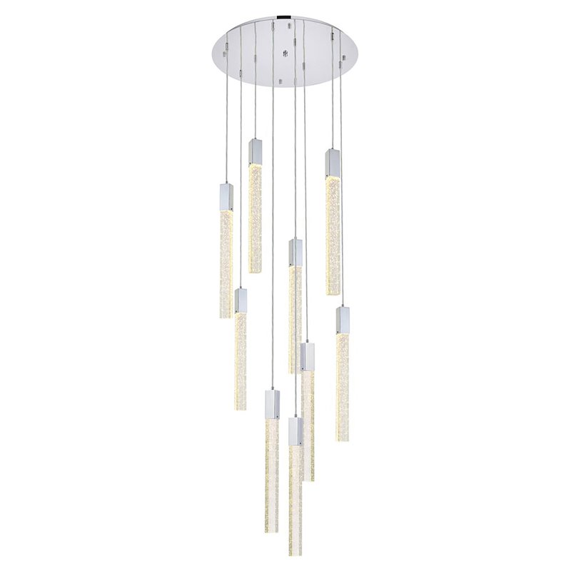 Elegant Lighting Weston 9-Lights Modern Metal and Crystal Pendant in Chrome