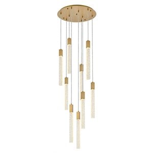 Elegant Lighting Weston 9-Lights Modern Metal and Crystal Pendant in Satin Gold