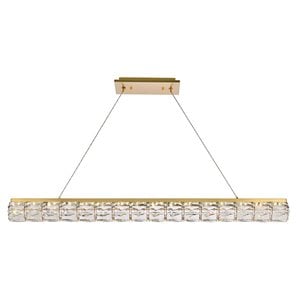 Elegant Lighting Valetta 48&quot Metal and Crystal LED Linear pendant in Gold