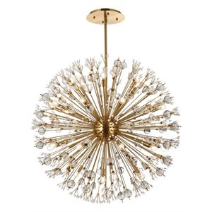 Elegant Lighting Vera 44&quot Round Metal and Crystal Starburst Pendant in Gold
