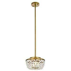 Elegant Lighting Gianna 10&quot Contemporary Iron and Crystal Pendant in Brass