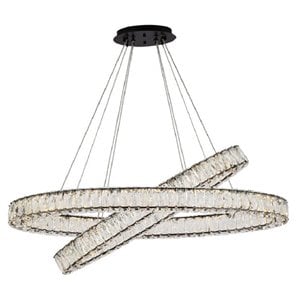 Elegant Lighting Monroe 40&quot Oval Crystal LED Double Ring Pendant in Black