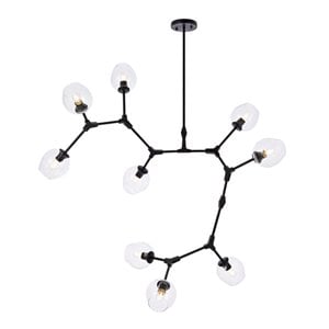 Elegant Lighting Cavoli 9 Lights Iron and Glass Chandelier in Black