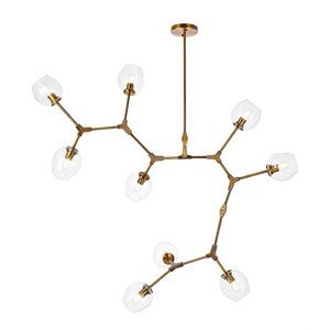 Elegant Lighting Cavoli 9 Lights Iron and Glass Chandelier in Brass