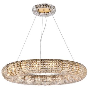 Elegant Lighting Paris 18 Lights Iron and Crystal Chandelier in Gold