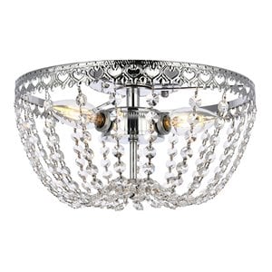 Elegant Lighting Kylie 12&quot Iron and Crystal Flush Mount in Chrome