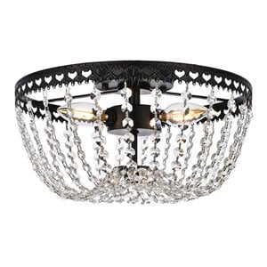 Elegant Lighting Kylie 12&quot Iron and Crystal Flush Mount in Black