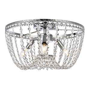 Elegant Lighting Kylie 16&quot Iron and Crystal Flush Mount in Chrome