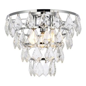 Elegant Lighting Ella 12&quot Iron and Crystal Flush Mount in Chrome