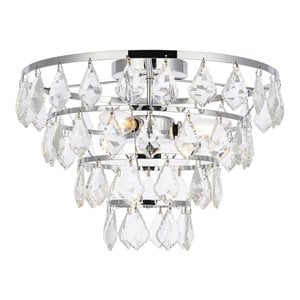 Elegant Lighting Ella 14&quot Iron and Crystal Flush Mount in Chrome