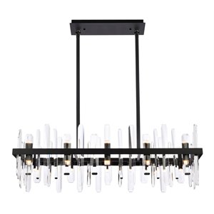 Elegant Lighting Serena 36&quot Rectangle Iron and Crystal Chandelier in Black
