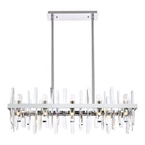 Elegant Lighting Serena 36&quot Rectangle Iron and Crystal Chandelier in Chrome