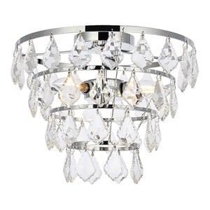 Elegant Lighting Ella 16&quot Iron and Crystal Flush Mount in Chrome