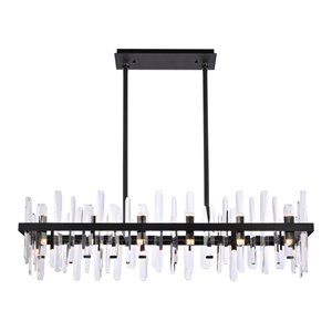 Elegant Lighting Serena 42&quot Rectangle Iron and Crystal Chandelier in Black