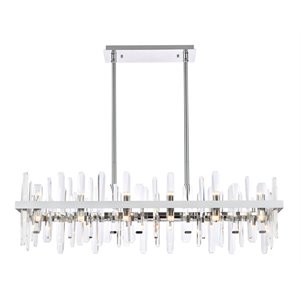 Elegant Lighting Serena 42&quot Rectangle Iron and Crystal Chandelier in Chrome