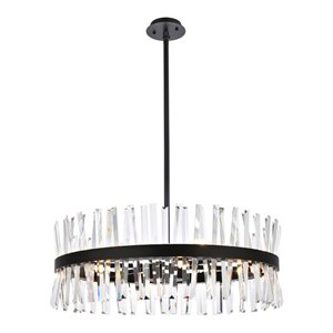 Elegant Lighting Serephina 32&quot Round Iron Crystal Chandelier Light in Black