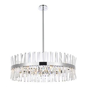 Elegant Lighting Serephina 36&quot Round Iron Crystal Chandelier Light in Chrome