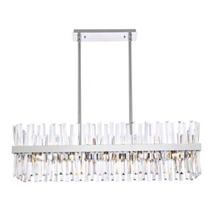 Elegant Lighting Serephina 42&quot Rectangle Iron Crystal Chandelier Light in Chrome