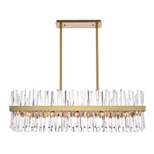 Elegant Lighting Serephina 42&quot Rectangle Iron Crystal Chandelier Light in Gold