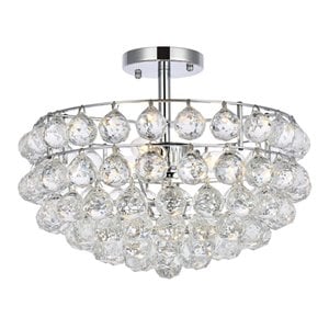 Elegant Lighting Savannahh 16&quot Iron and Crystal Flush Mount in Chrome