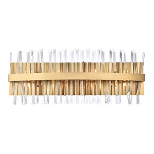 Elegant Lighting Serephina 30&quot Iron and Crystal Bath Sconce in Satin Gold