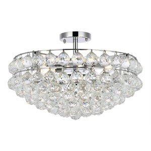 Elegant Lighting Savannahh 20&quot Iron and Crystal Flush Mount in Chrome