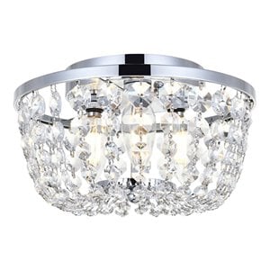 Elegant Lighting Cora 10&quot Iron and Crystal Flush Mount in Chrome