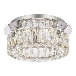 Elegant Lighting Monroe 12&quot Metal and Crystal LED Single Flush Mount in Chrome