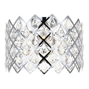 Elegant Lighting Lyla 13&quot Iron and Crystal Flush Mount in Chrome