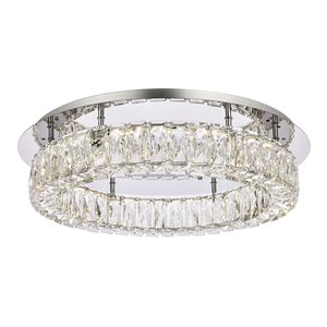 Elegant Lighting Monroe 22&quot Metal and Crystal LED Single Flush Mount in Chrome
