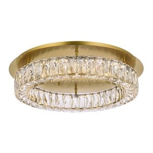 Elegant Lighting Monroe 22&quot Metal and Crystal LED Single Flush Mount in Gold