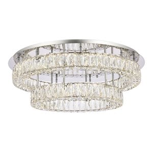 Elegant Lighting Monroe 30&quot Metal and Crystal LED Double Flush Mount in Chrome