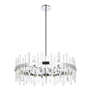 Elegant Lighting Serena 32&quot Round Iron and Crystal Chandelier in Chrome