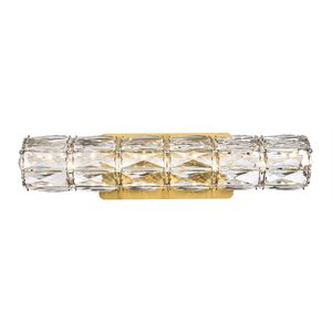 Elegant Lighting Valetta 18&quot Metal and Crystal LED Linear Wall Sconce in Gold