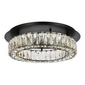Elegant Lighting Monroe 18&quot Metal and Crystal LED Single Flush Mount in Black