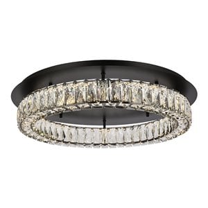 Elegant Lighting Monroe 26&quot Metal and Crystal LED Single Flush Mount in Black