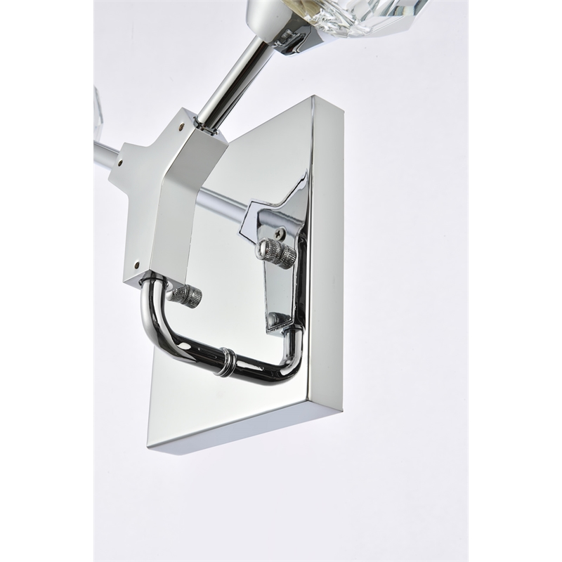 Elegant Lighting Zayne 2-Light Crystal/Iron Wall Sconce in Chrome