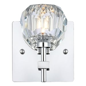 Elegant Lighting Graham 1-Light Crystal/Iron Wall Sconce in Chrome