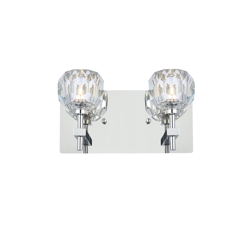 Elegant Lighting Graham 2-Light Crystal/Iron Wall Sconce in Chrome