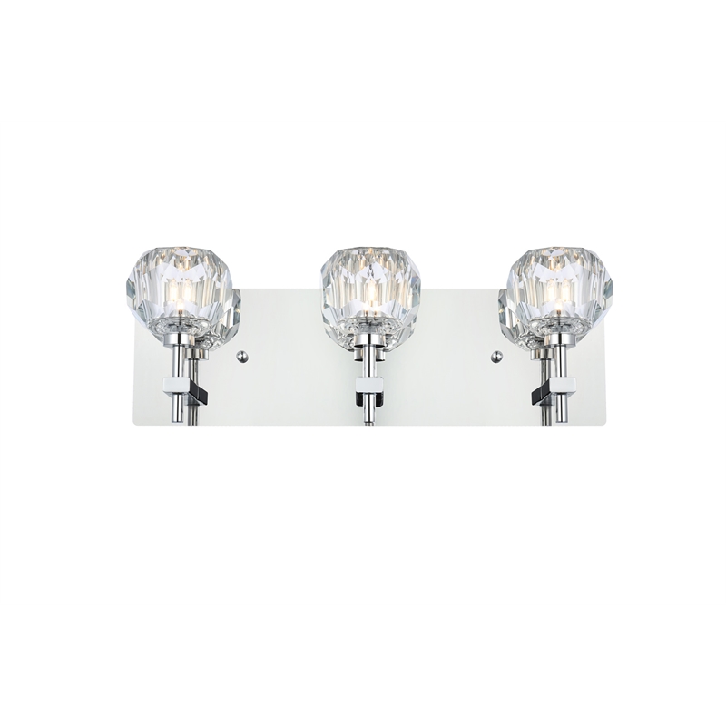 Elegant Lighting Graham 3-Light Crystal/Iron Wall Sconce in Chrome