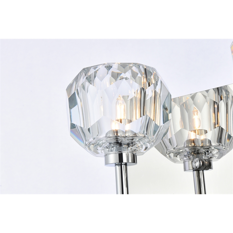 Elegant Lighting Graham 3-Light Crystal/Iron Wall Sconce in Chrome