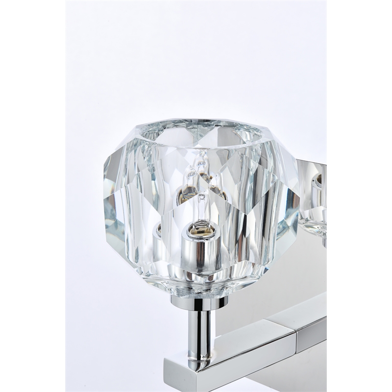 Elegant Lighting Graham 3-Light Crystal/Iron Wall Sconce in Chrome