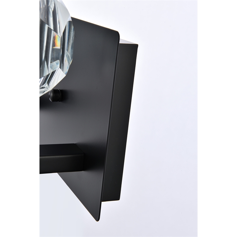 Elegant Lighting Graham 3-Light Crystal/Iron Wall Sconce in Black