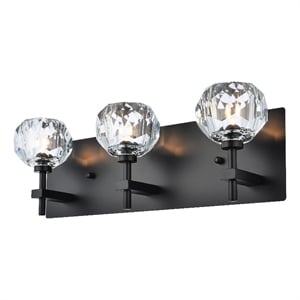 Elegant Lighting Graham 3-Light Crystal/Iron Wall Sconce in Black