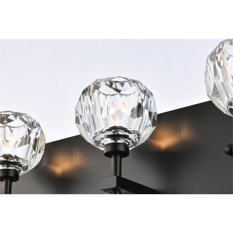 Elegant Lighting Graham 4-Light Crystal/Iron Wall Sconce in Black