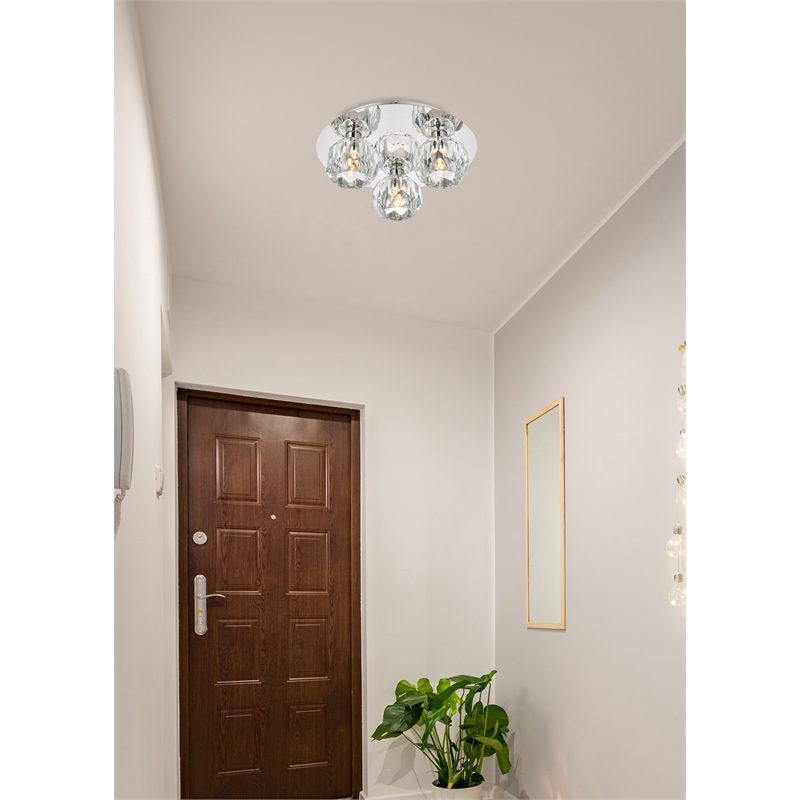 Elegant Lighting Graham 3-Light Crystal/Iron Ceiling Lamp in Chrome