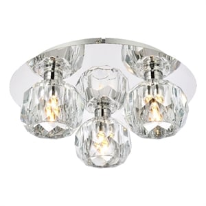 Elegant Lighting Graham 3-Light Crystal/Iron Ceiling Lamp in Chrome