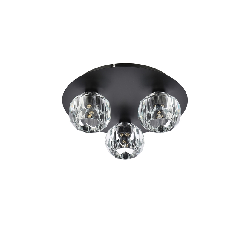 Elegant Lighting Graham 3-Light Crystal/Iron Ceiling Lamp in Black